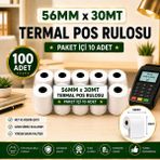 Miray Rulo 56X30 mt Termal Pos Rulosu (100 Adet) - Yüksek Kaliteli Yazarkasa Rulosu