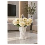 MirayDesign İskandinav Büyük Buket Vazo Biblo Çiçeklik Dekoratif Fiyonklu Vazo 20×10