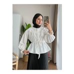 Miraydın Butik Kadın Etek Üstü Belden Büzgülü Gömlek - BEYAZ