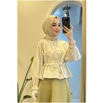 Miraydın Butik Kadın Etek Üstü Belden Büzgülü Gömlek M24140 - Bej