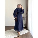 Miraydin Butik Kadın Kolu Fırfırlı Modal Elbise M2648 - Lacivert