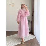 Miraydin Butik Kadın Kolu Fırfırlı Modal Elbise M2648 - Pembe