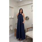miraylawear FAYE LACİVERT RENKLİ BOYUNDAN BAĞLAMALI SALAŞ TARZ KADIN MAXİ ELBİSE