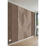 MİRAZAWALL Geometrik Chevron Desenli ve Modern Akustik Panel Desenli Tek Parça Tekstil Duvar Kağıdı