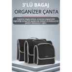 Mircem Oto Bagaj Çantası 3'Lü (S,M,L) Cırtlı Keçe Kumaş - Geniş Hacimli,Dayanıklı,Araç İçi Düzenleyici | A2
