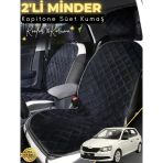 Mircem Skoda Fabia 3 Uyumlu 2'Li Süet Oto Koltuk Minderi | Terletmez | Universal | Oto Aksesuar | A2 Siyah
