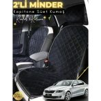 Mircem Skoda Octavia 3 Uyumlu 2'Li Süet Oto Koltuk Minderi | Terletmez | Universal | Oto Aksesuar | A2 Siyah