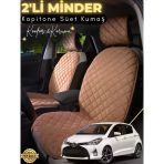 Mircem Toyota Yaris Uyumlu 2'Li Süet Oto Koltuk Minderi | Terletmez | Universal | Oto Aksesuar | A1 Kahverengi