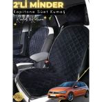 Mircem Volkswagen Polo Uyumlu 2'Li Süet Oto Koltuk Minderi | Terletmez | Universal | Oto Aksesuar | A10 Siyah