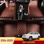 Miren Jeep Cherokee 2016-2020 Uyumlu 5d Havuzlu Suni Deri Oto Paspas - Kahverengi