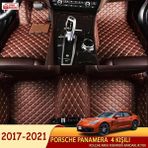 Miren Porsche Panamera 2017-2021 4 Kişili Uyumlu 5d Havuzlu Suni Deri Oto Paspas - Kahverengi