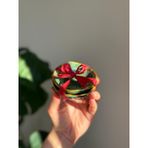 Mirena Handicrafts El Yapımı Geleneksel Seramik Kase, 7.3 cm Çap, 4 cm Yükseklik, Beyaz Çamur, 2 Parça, Yeşil, Gıdaya Uygun, Oval