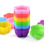 Mirenlife Miren Reusable and Non-Stick mini Silikon fırınlanmış cups/muffin cups/Mini cupcake Liners/Mini Chocolate tutucu/truffle cups-24 Pack-6 canlı renkler Flower by Miren