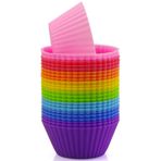 Mirenlife Miren Reusable and Non-Stick Silicone fırınlanmış cups/cupcake Liners/CUP muffin kalıp Storage Container-24 paket-8 canlı renkler Round by Miren
