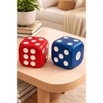 Mireva Beton Zar Seti 9x9 cm – Kırmızı & Mavi Dekoratif Masa Objesi – Modern Salon Ofis Raf Dekoru