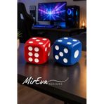 Mireva Beton Zar Seti 9x9 cm – Kırmızı & Mavi Dekoratif Masa Objesi – Modern Salon Ofis Raf Dekoru