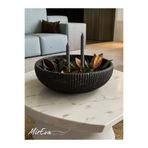 MİREVA Siyah Mermer Desenli Büyük Dekoratif Kase – El Yapımı Modern Tasarım, 27 cm
