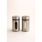 Mirilliahome 2’li Paslanmaz Çelik Tuzluk Baharatlık Seti Cam Pencereli Metal Tuzluk – 10 cm