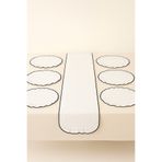 Mirilliahome 7 Parça Biyeli Çeyiz Seti - Fırfırlı Keten Supla ve Fırfırlı Keten Runner