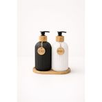 Mirilliahome Bambu Altlıklı Cam Sıvı Sabunluk Seti 2’li 400 ml