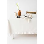 Mirilliahome Beyaz Fırfırlı Masa Örtüsü Pamuk Keten Mutfak Salon Balkon İçin Çok Ölçülü