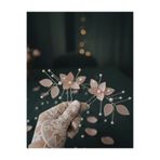 Mirnova İncili Toka -Gelin Firkete Toka - İkili Gelin Toka - Gelin Tacı - Saç Aksesuarı(Pembe)