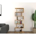 Mirobi 6 Raflı Kitaplık, Dekoratif Raf Zigzag Kitaplık, Labirent Dekor, Çam