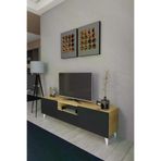 Mirobi Bravix Modern Tv Ünitesi 3 Bölmeli Tv Sehpası Gövde Rivoli Kapaklar Antrasit MRB-TV-UNT-3BLM