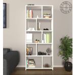 Mirobi Cordoba 5 Raflı 10 Bölmeli Kitaplık Dekoratif Modern Kitaplık, Beyaz