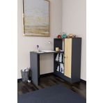 Mirobi Drithe Modern Dolaplı Kitaplıklı Çalışma Masası Antrasit-Çam