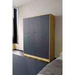 Mirobi Hedamis 4 Kapaklı Gardrop 2 Çekmeceli 10 Raflı Geniş Dekoratif Gardırop Çam-Antrasit MRB-HED-10RF-2ÇKM-GRDP