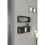 Mirobi Mrb-Arls-Dvr-DkDrgn-Rf Stiva 2'li Dikdörtgen Ahşap Duvar Rafı Uçan Raf Banyo Mutfak Salon Antre Düzenleyici Antrasit