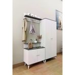 Mirobi Mrb-Lft-Vest-Tk-ByzAnt Loft Vestiyer Takımı Askılıklı 2 Kapaklı Ayakkabılık Dolabı Beyaz Antrasit