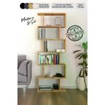 Mirobi Oregon 6 Raflı Zikzak Kitaplık, Dekoratif Raf 6 Raflı Kitaplık, Labirent, Zigzag Rivoli Mrb-Ktp-Zgzg-6Rf