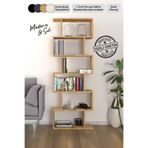 Mirobi Oregon 6 Raflı Zikzak Kitaplık, Dekoratif Raf 6 Raflı Kitaplık, Labirent, Zigzag Rivoli