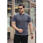 Miron Füme Kabartma Çizgi Polo Yaka Triko Tişört- 2403