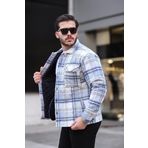 Miron Gri Beyaz Ekose Kapitone Detaylı Regular Fit Ceket-2454