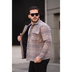 Miron Kiremit Bej Kareli Kapitone Detaylı Regular Fit CEKET-2453 - 2XL - Bej - Kiremit