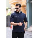 Miron Lacivert Originals Nakışlı Kapşonlu Iki Iplik Kısa Kollu Tişört- 2404