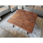 Mirrorss Orta Sehpa Ceviz Renk Kare Konik Ayak 75 x 75 Retro Tasarım Çay Kahve Sehpası