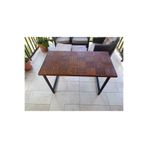 MİRRORSS Retro tasrım ceviz renk Balkon Bahçe Masası Yemek masası metla ayak 120 X 60 cm , x 75 cm
