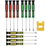 Mirrwin 12 adet tornavida seti, 1 mıknatıslı, mini gözlük tornavida seti, ince uçlu tornavida, düz, yıldız / torx, saatler, telefonlar için