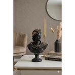 Mirsa Global Dekoratif Apollo Büst Biblo – Antik Yunan Heykel Tarzı, Erkek Model Biblo Siyah Gold Detaylı Lüks Salon Konsol Süs Objesi ( Polyester)