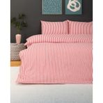 Mirvona Home Çizgili Tek Kişilik Lastikli Çarşaflı Nevresim Takımı - Kırmızı - 160 x 220 cm