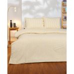 Mirvona Home Sarı Çizgili Çift Kişilik Lastikli Çarşaflı Nevresim Takımı - 200 x 220 cm