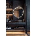 Mirze Life 80cm Beyaz Işıklı Yuvarlak Banyo Aynası, Led Işıklı Asimetrik Ayna