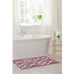 Mis Kilim Colors Çift Taraf Kaydırmaz Desenli Saçaklı Mürdüm Doğal Pamuk Dokuma Banyo Halı & Paspas