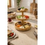 Mis Kitchen 3 Katlı Bambu Döner Sunumluk Organizer Stand Meyvelik Kuruyemiş Standı Dekoratif - 1 Adet
