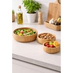 Mis Kitchen 3’lü Bambu Servis Kasesi Seti 22-18-14 cm Doğal Bambu Çerez Kahvaltılık Sosluk Kase