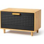 Mis Kitchen Bambu Ekmek Kutusu Metal Kapaklı Çekmeceli Ekmek Dolabı Bread Box 36X24X23 cm - Siyah